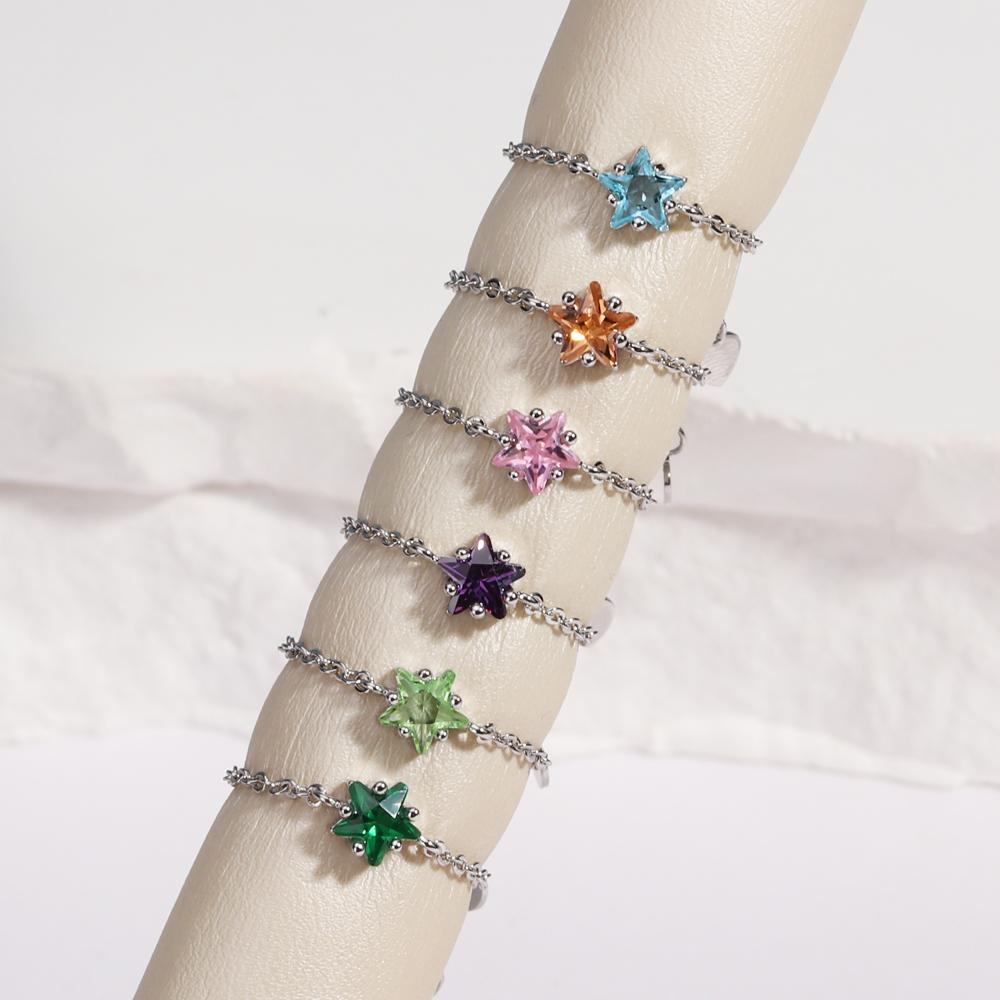 High Quality Adjustable Colored Zircon Star Pull-out Chain Rings For Women Fashion New Jewelry Gift Party Wedding Anillos Mujer