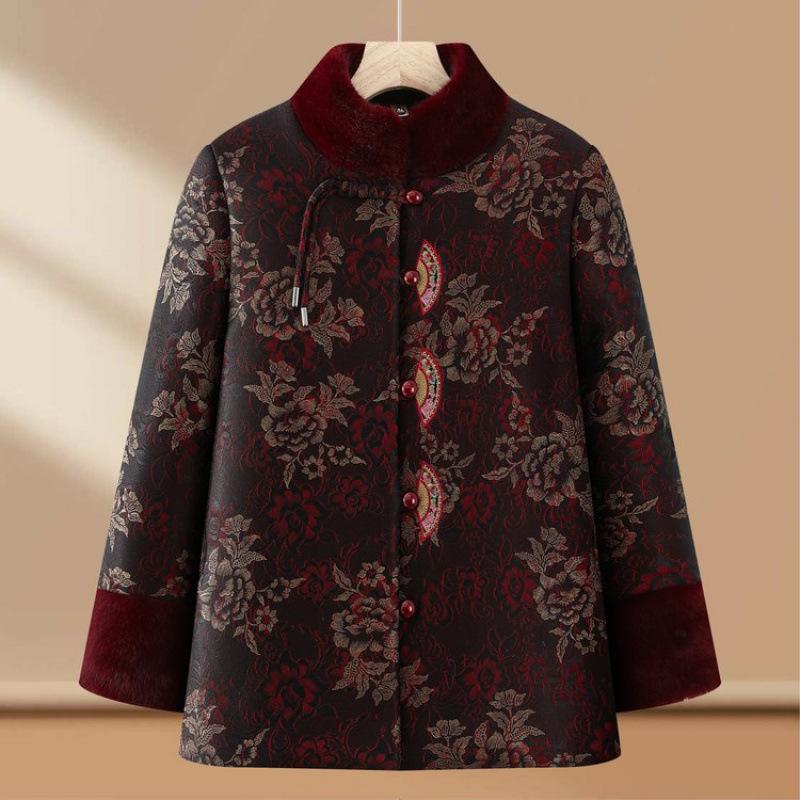 

Зимнее бархатное стеганое пальто, куртка для жены, утолщенная теплая старая стеганая куртка 5XL [recommended 150-80kg]