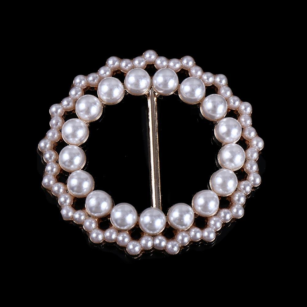 Geometric Pearl Shawl Clip Clothes Waist Buckle Brooch Corner Knotted Buttons Scarf Buckle