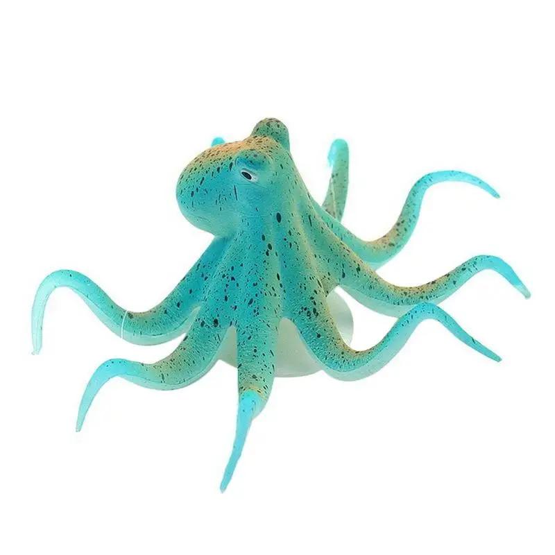 

Fluorescent Artificial Octopus Aquarium Ornament with Suction Cup Fish Tank Decoration зелёный