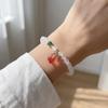 Lucky Beaded Bracelet For Women Chinese Style Peach Charm Pendant Handmade Elastic Bracelet Friendship Jewelry