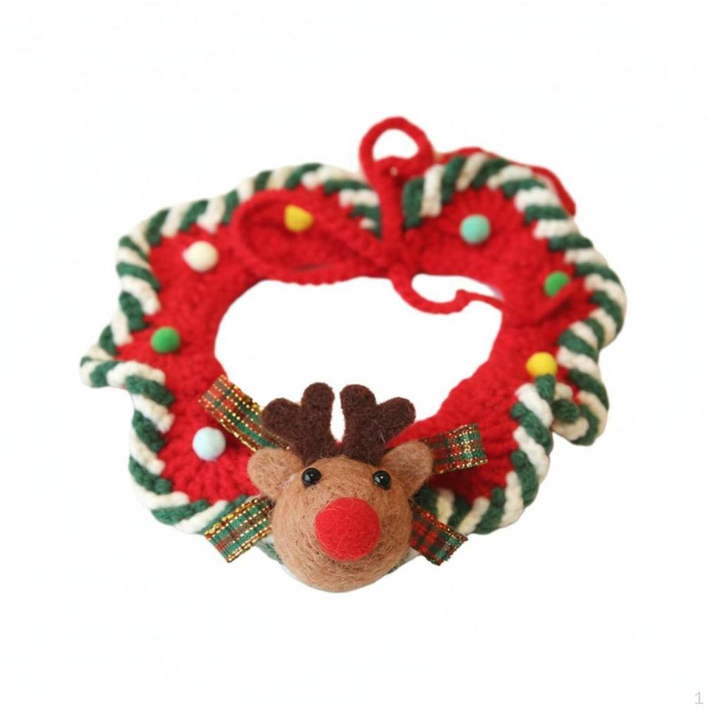 Dog Christmas Cape, Adjustable Pet Scarf, Cat Holiday Costume Red Wave Bib