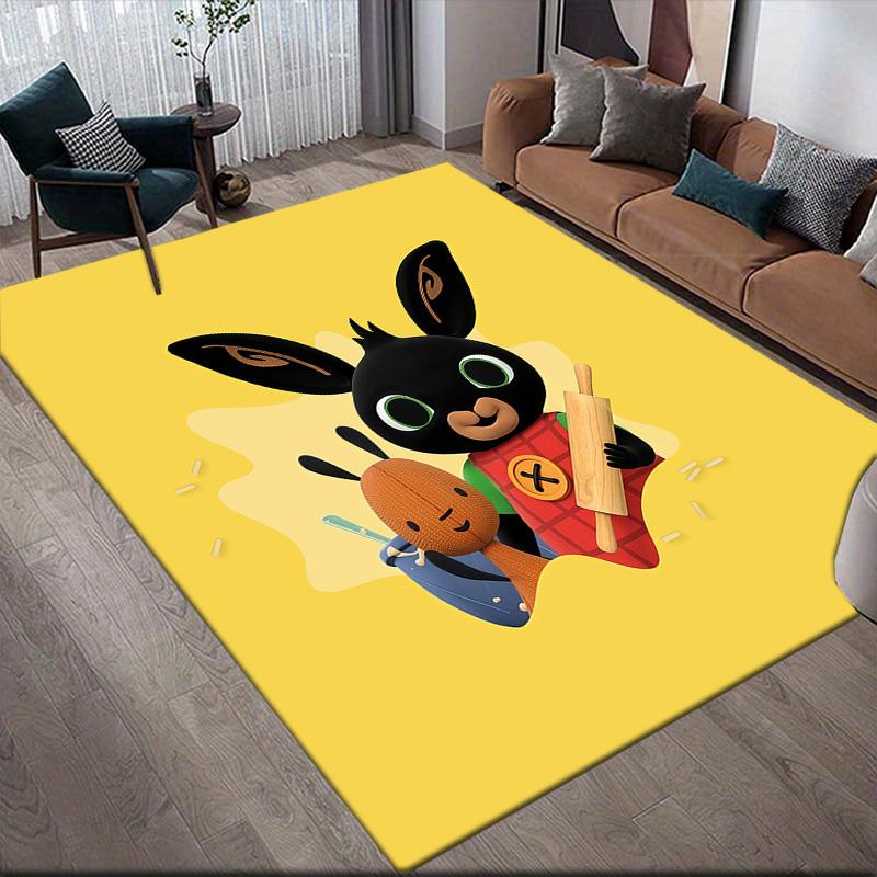 Bing Flannel Pattern Square Carpet,Area Rug,Carpet Rug for Living Room Bedroom Sofa Playroom Decor,Non-slip Floor Mat
