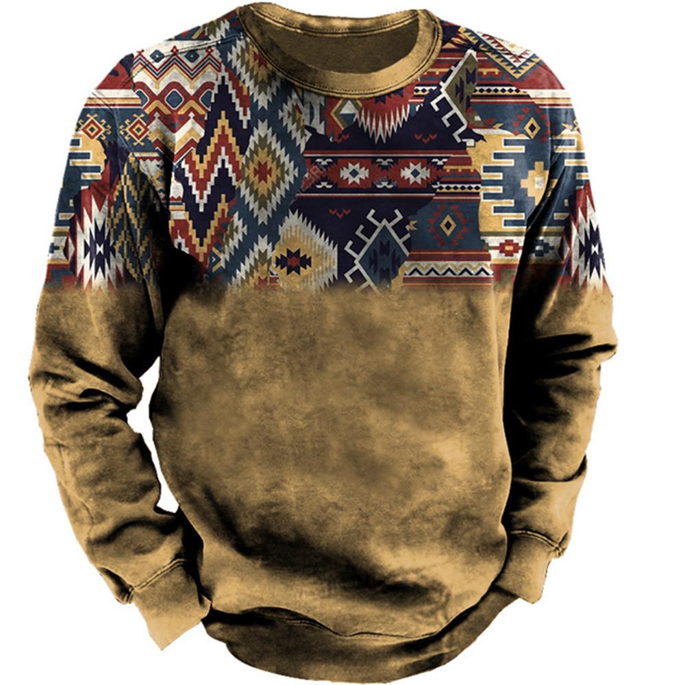 Vintage pánská mikina Kovbojské tričko s grafickým vzorem Etnický styl Potisk Svetr Oversized Muži Oblečení Neformální Top