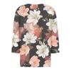 Women's Fashion Casual Floral Print V-Neck Decorative Button Three-quarter Sleeve T-Shirt Top