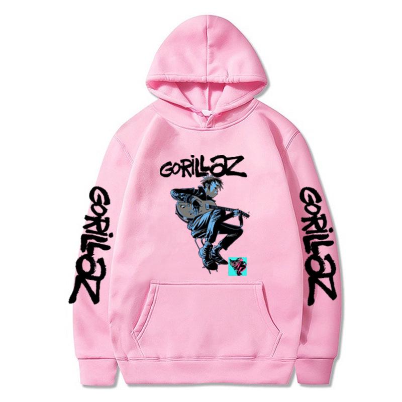 2023 Autumn-Winter GORILLAZ Cartoon Pullover Hoodie - Plus Size Trendy Hooded Sweatshirt