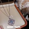 Flower Silk Color, Fairy Chain 7A Natural White Crystal Small Light Bulb Pendant Necklace, New Chinese Gourd Flash Diamond Neck Chain