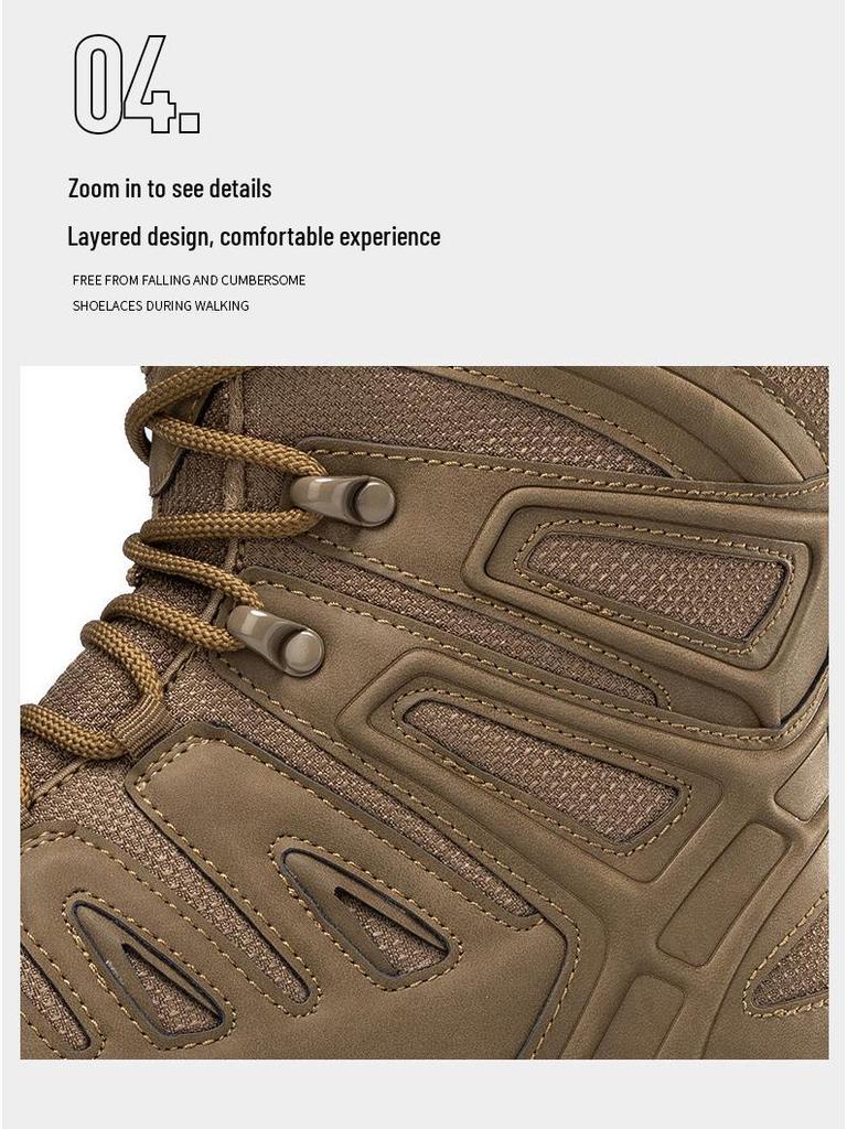 Men's Tactical Breathable Outdoor Combat Boots - Wear-Resistant, Large Size