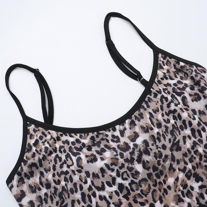 Spring Fashion Women's Dress Socialite Ethos Elegant Slim Leopard Print Halter Dress