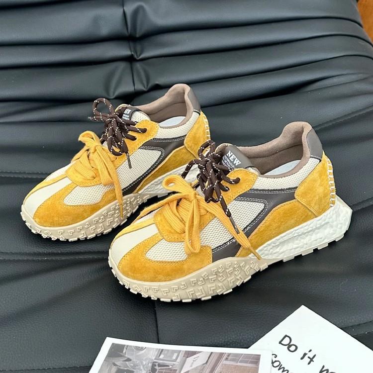 Small Man Inner Height Increase 7cm German Training Shoes Women's Spring and Summer 2025 New Thick-soled Color Matching Casual Women's Shoes Forrest