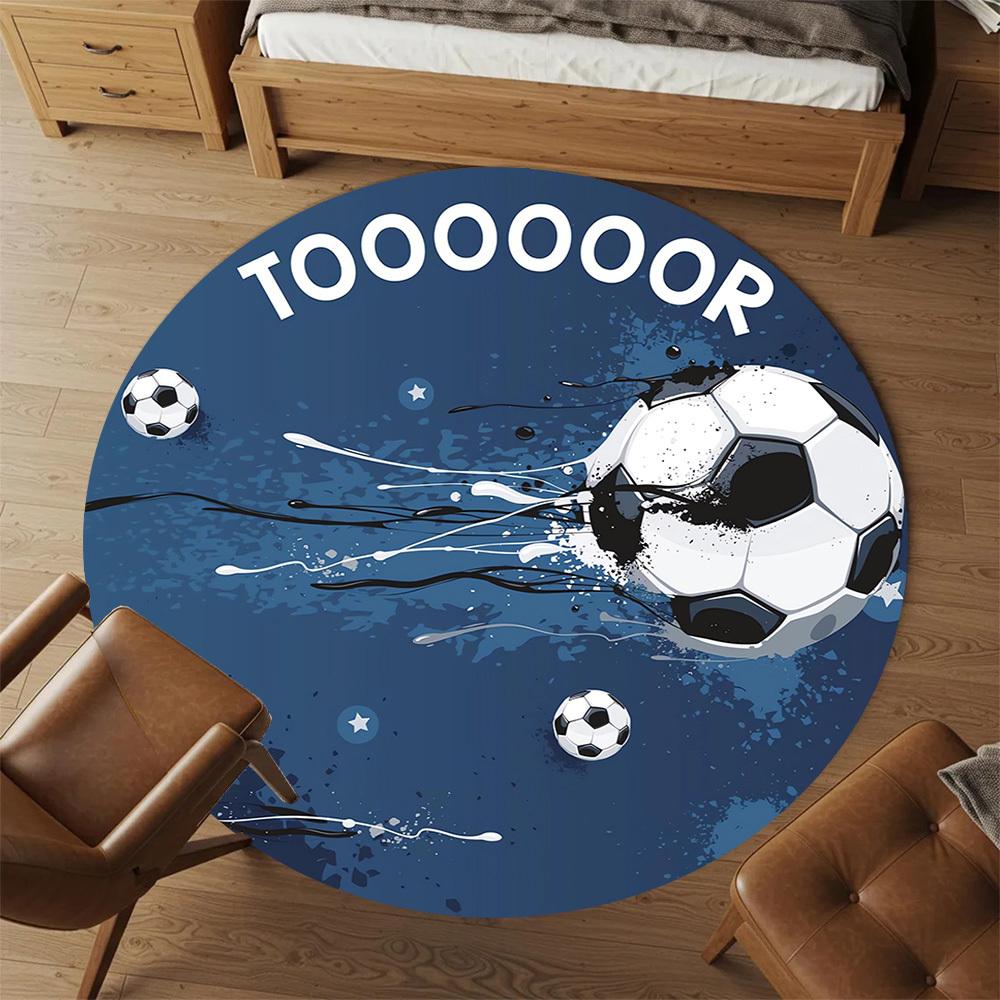 1pc Goal Scorer Round Chair Mat Area Rug - Non-Slip, Floor Mat for Office, Bedroom, and Indoor Decor C1118070