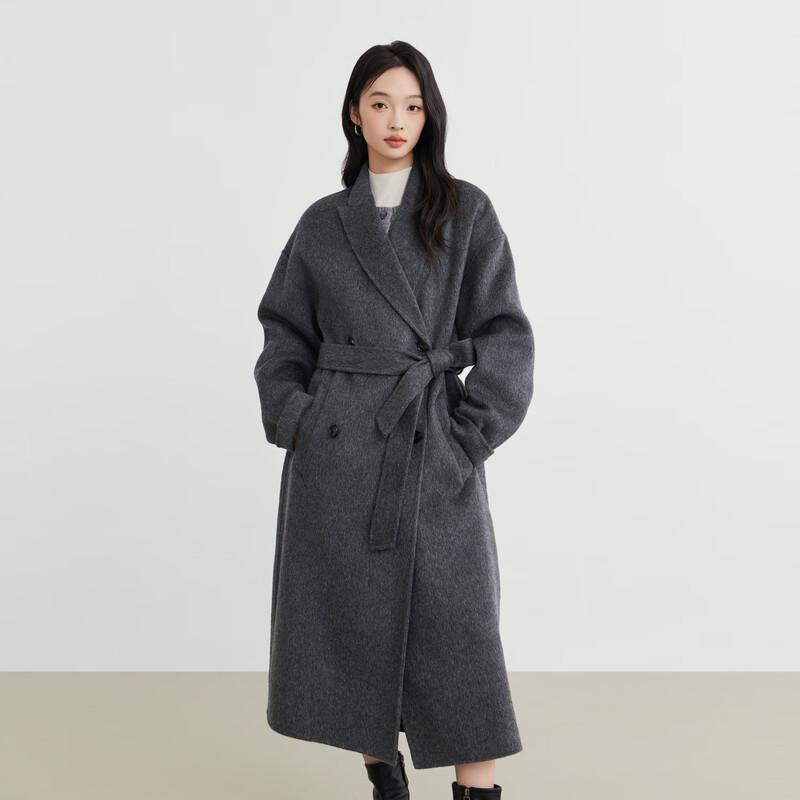 Elva' Island Women's Winter Long Wool Double-Faced Coat