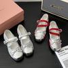 Silver Platform Single Shoes Women's 2025 Vintage Mary Jane Versatile Leather Bow Ballet Flats Women
