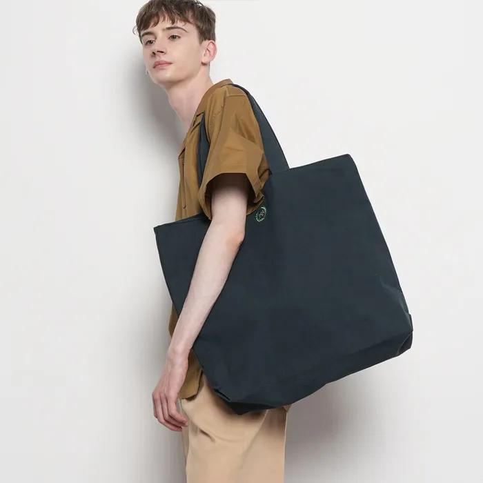 Unisex Canvas Square Big Tote Bag Navy