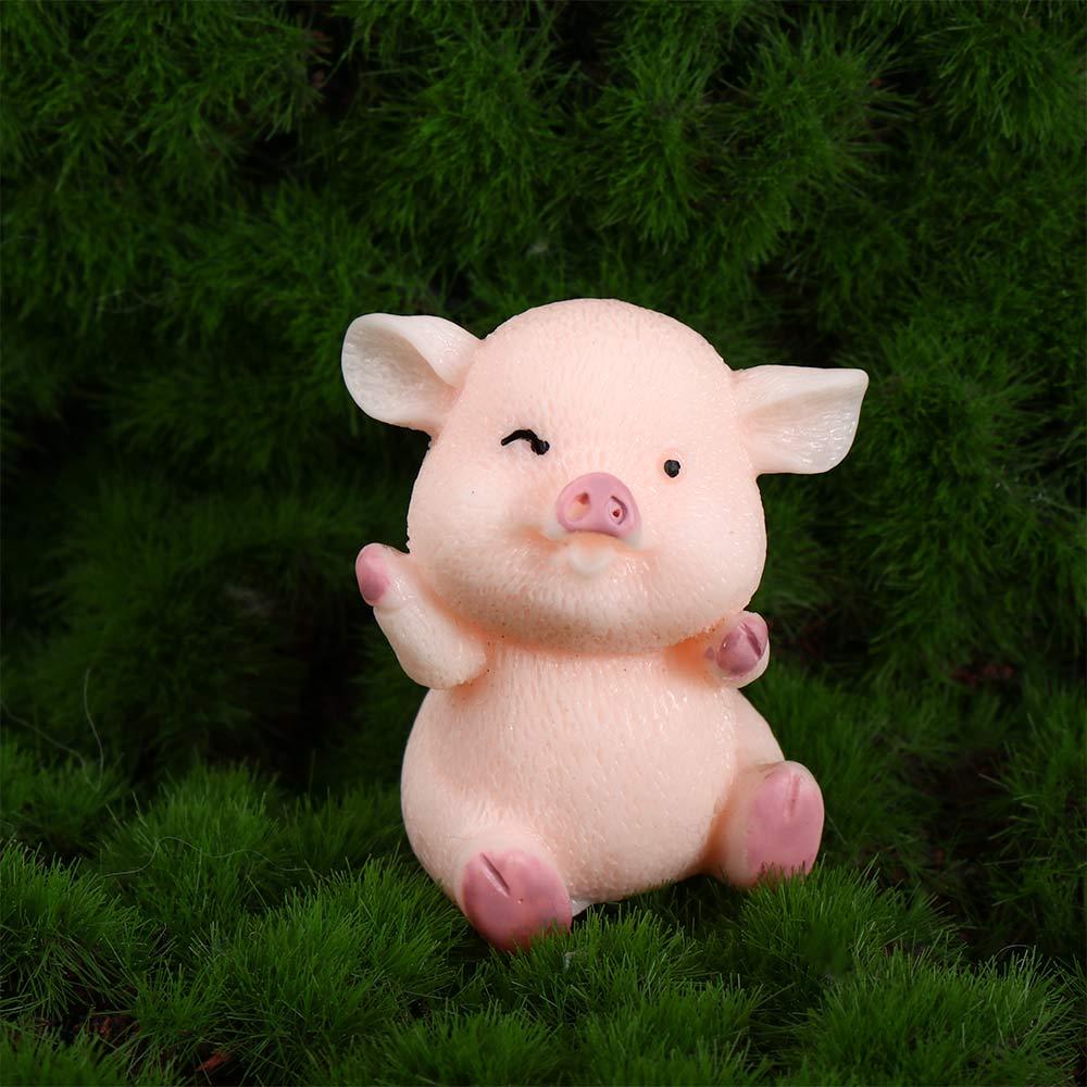 Pink Pig Home Ornament Toy Pig Miniature Resin Craft Micro Landscape Decoration Dollhouse Accessory