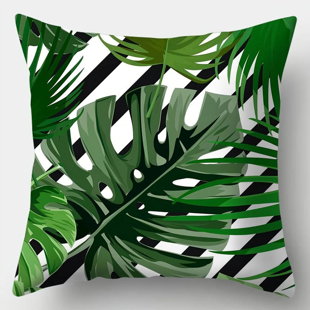 Green Geometric Decorative Pillowcase, Ultra-Soft Polyester Material Living Room Sofa Back Car Pillowcase Home Decoration