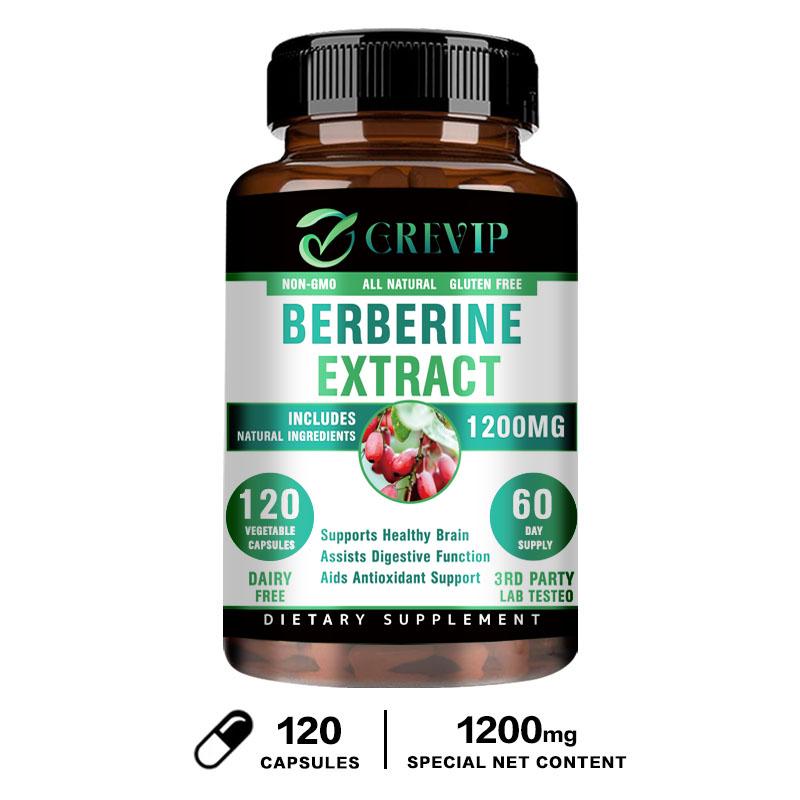 GREVIP Berberin HCl 1200mg Kapseln 120 Stück — Antioxidative Ernährung, Verdauungswohlbefinden, Tägliche Unterstützung