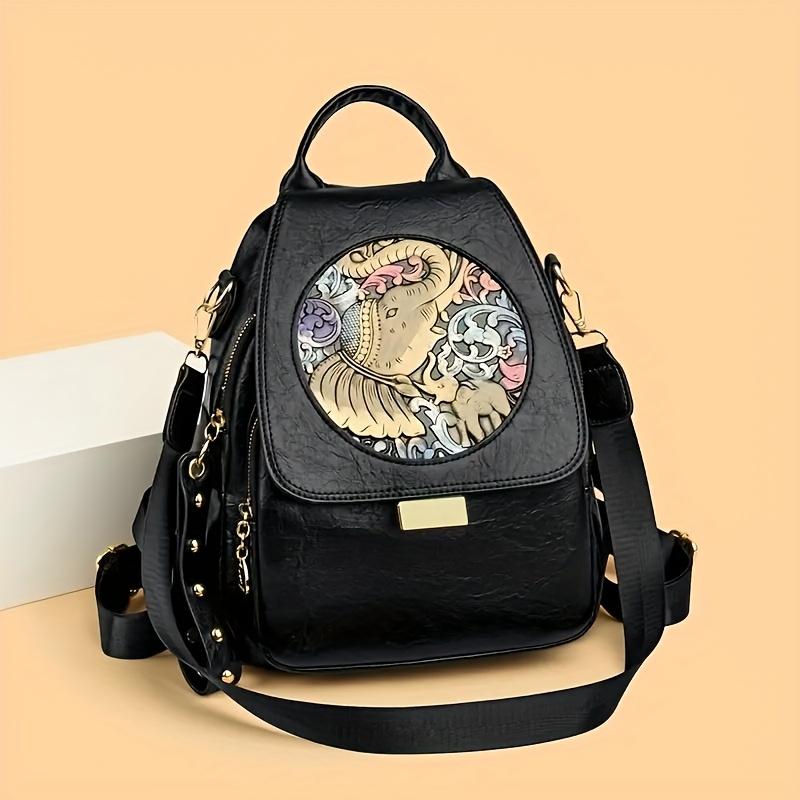 

Large Vintage Floral Print Backpack Adjustable Laptop Daypack for Women Bohemian School Bag 25*12*26cm