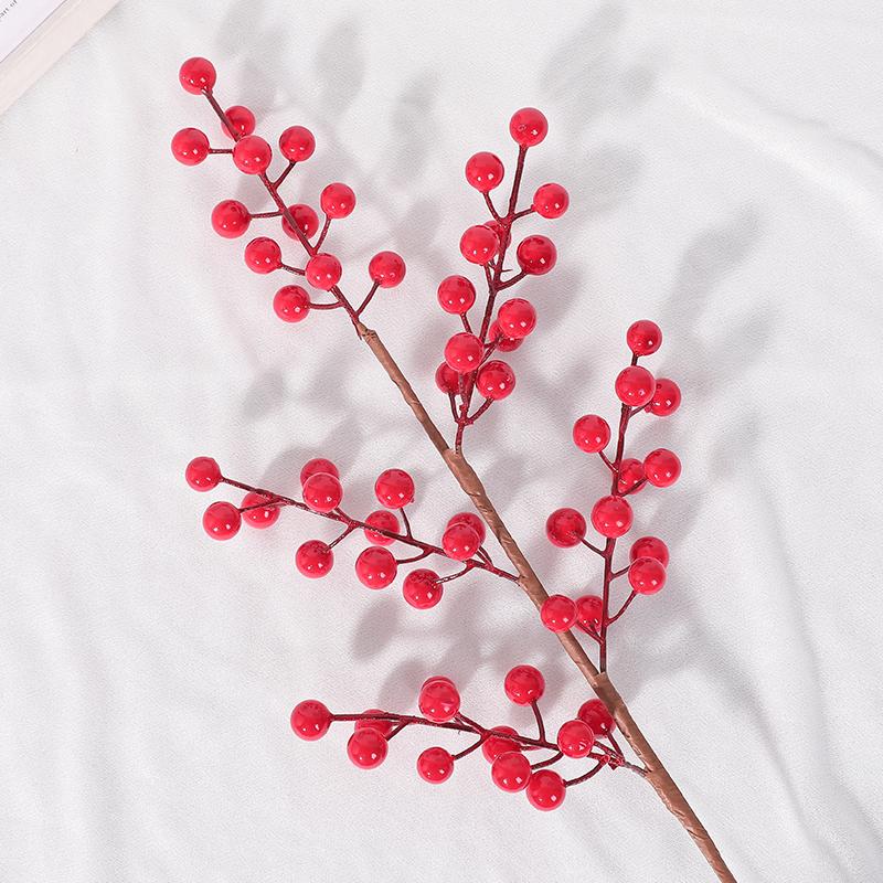 Artificial Red Fruit Bouquet Christmas Decorations Fake Plant for Home Room Decor New Year 2025 Bunch Christmas Tree Ornament