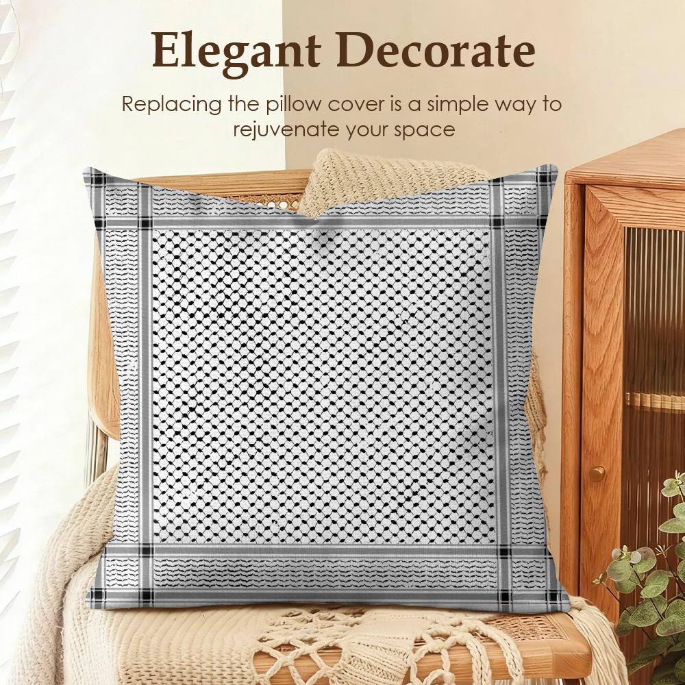 Arabic Keffiyeh Traditional Cushion Cover Natural Linen Organic Fabric Double-Sided Printing Sofa Home Decor Gift Pillow Case
