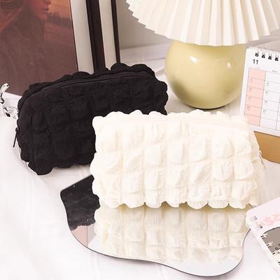 Large Capacity Storage Bag Soft Puff Pencil Pouch Zipper Storage Bag for Makeup Stationery Phone Student Back To School Supplies