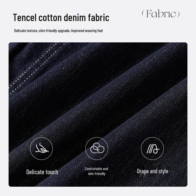 Xiangying Women's Tencel Cotton Wide-Leg Jeans