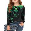 Flickor Långärmade T-shirts Barn Hösttoppar Rundhals Tryckta Bas T-shirts Saint Patrick's Day