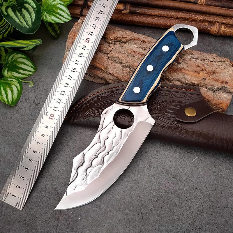 Forged Kitchen Knives Meat Cleaver Chopping Vegetables Butcher Knives Hiking Camping Barbecue Outdoor Survival Knife Wood Handle