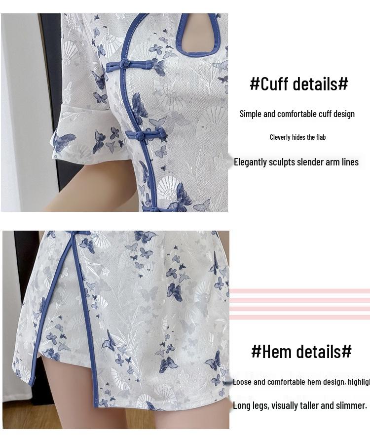 Set Rochie Modernă Cheongsam în Stil Chinezesc din Două Piese pentru Fete