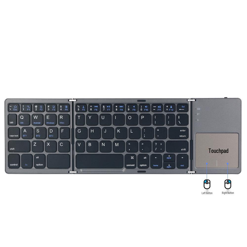 Ultra-Thin Bluetooth Tri-Fold Keyboard with Touchpad – Universal for Phone/Computer, Portable & Wireless