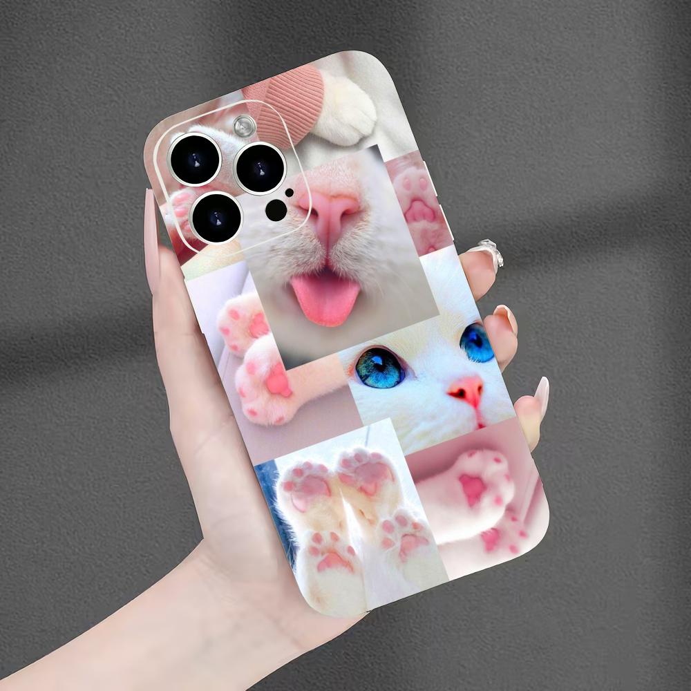 Cute cat pattern soft phone case suitable for iPhone 17 16 15 14 13 12 11 Pro/Max/Plus anti drop and shockproof back cover