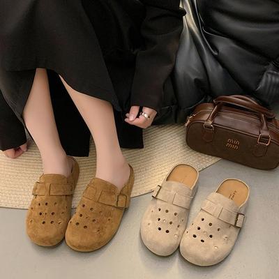 Thick-soled Bag Head Half Slippers Women's Summer Wear 2025 New Hole Shoes One Pedal Boken Lazy Cool Slippers
