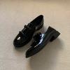 Retro Leather Double Bow Small Leather Shoes Women's 2025 Spring New Thick Heel Round Head Loafers Mary Jane Single Shoes