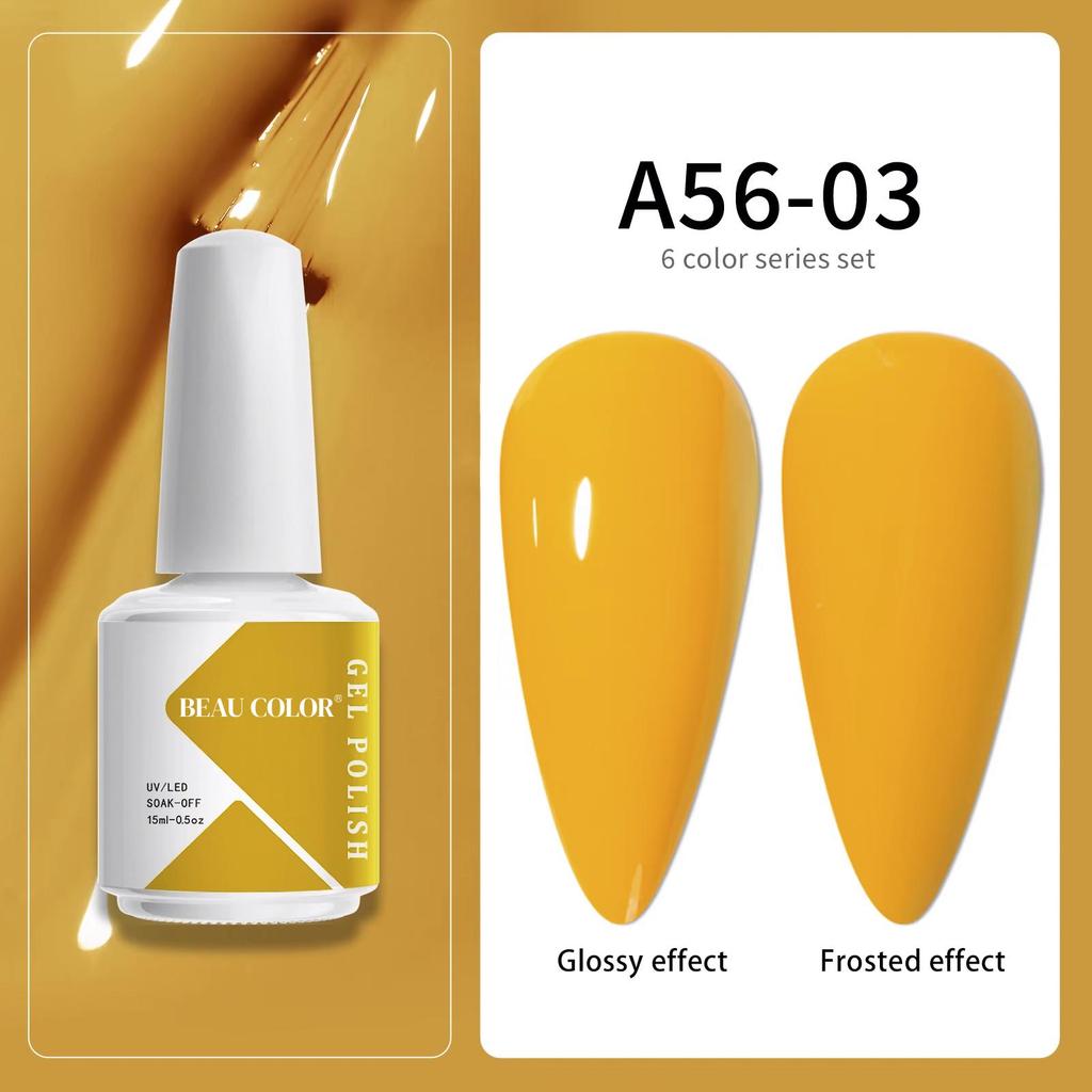 BEAU COLOR 15ml Pastel Colors Gel Nail Polish Collection UV/LED Varnish Nail Art Gel for Professional Nail Salon Painting Design