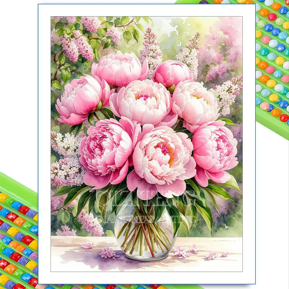 Window View Flower Diamond Painting 5D Full Drill Lily Rose Peony Bouquet DIY Rhinestone Embroidery Mosaic Art Home Decor Gift