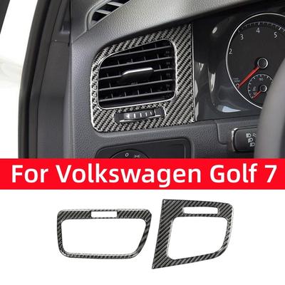 For Volkswagen Golf 7 Mk7 2013- Carbon Fiber Auto Side Air Vent Outlet Decorative Frame Cover Trim Sticker Car Accessories