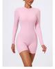 Xiga European & American Style Half-Zip Cutout Back Peach Butt Long Sleeve Yoga Jumpsuit LT05