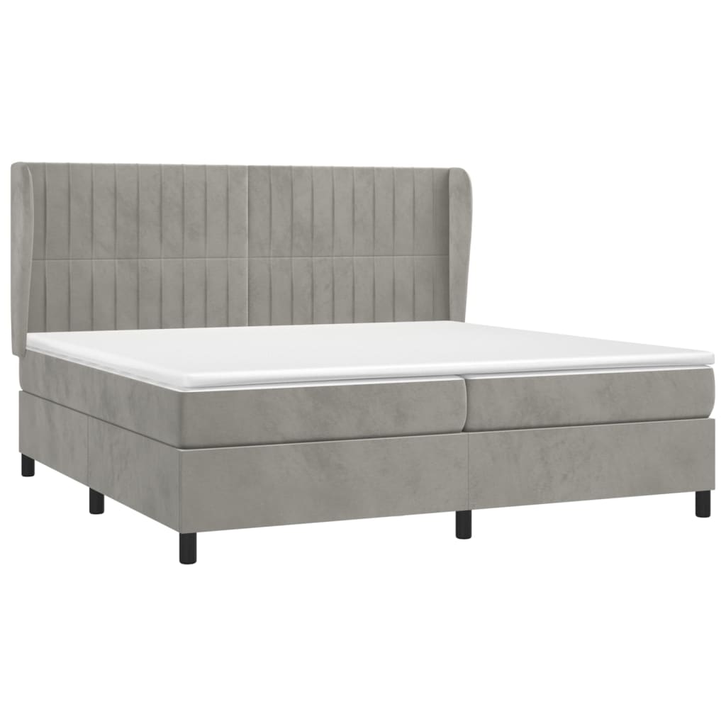 Vidaxl Letto Continentale Con Materasso, Grigio Chiaro, Velluto, 200X200Cm