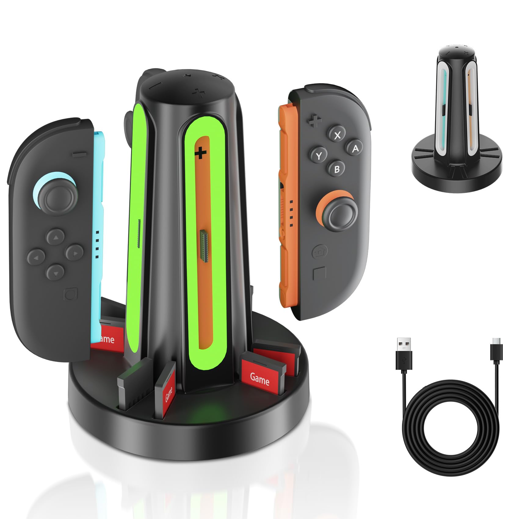 

AOJAKI Switch 2 Joycon Charging Dock Switch 2 Controller Switch2 Dock Switch 2 Dock 2 Hours Rapid Charging for up to 4 Controllers at the Same Time чёрный