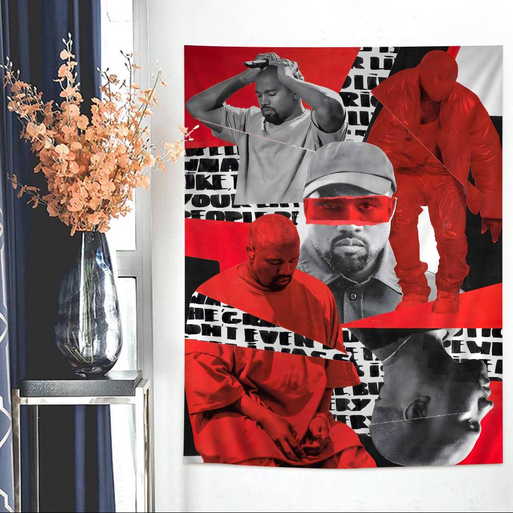 KKanye WWest YYe Rapper Anime Tapestry Hippie Flower Wall Carpets Dorm Decor Cheap Hippie Wall Hanging