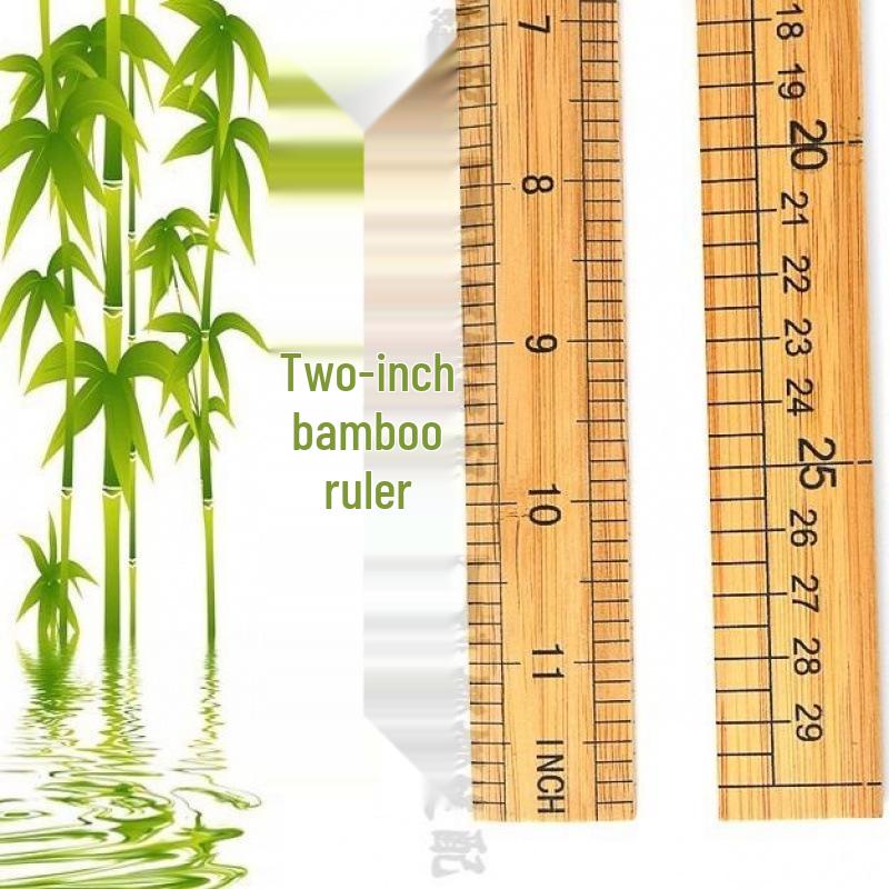 One-Meter Double-Sided Wooden Bamboo Ruler with Metric & Inch Scales for Sewing & Measuring.