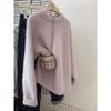 Heavyweight Cashmere Pink Women's Round Neck Long Sleeve Sweater