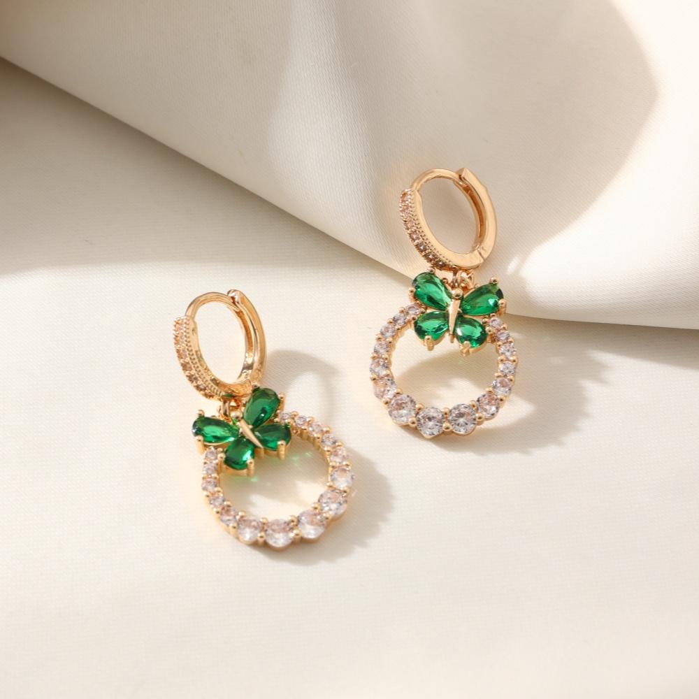 Rosa Schmetterling Zirkonia Hängeohrringe für Damen Ohrschmuck Hochzeitsparty Zubehör