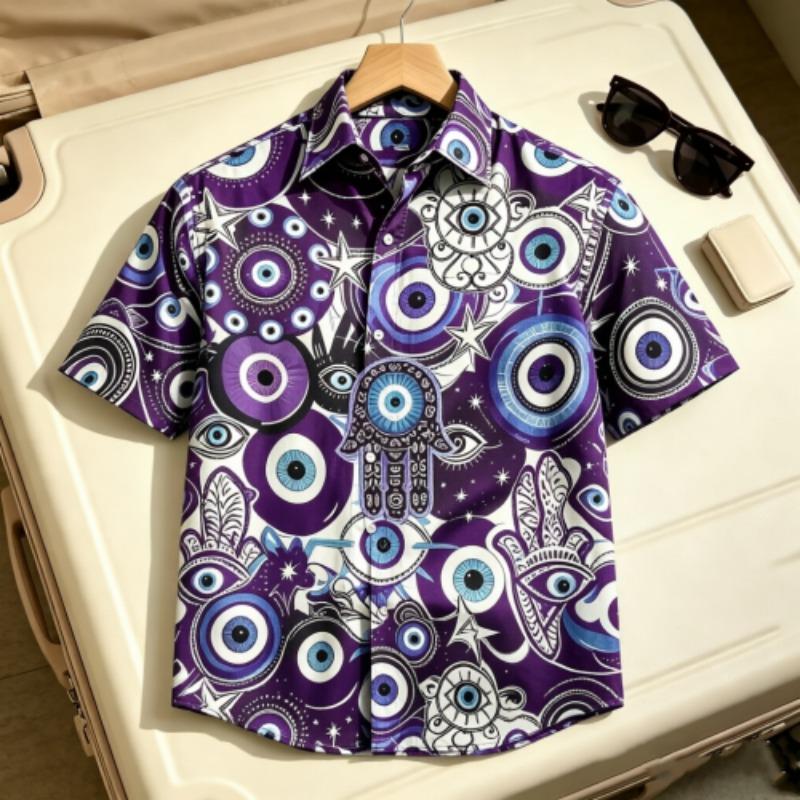 Dreamy Art Pattern Printing Shirt Hawaiian Beach Vacation Clothing Men's Street Style Shirt Daily Men's and Women's Shirt