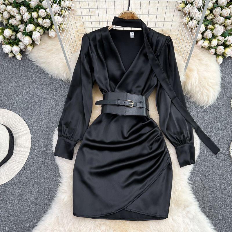 

Ruched French Satin Black Bubble Dress Acetic Acid Black 2XL