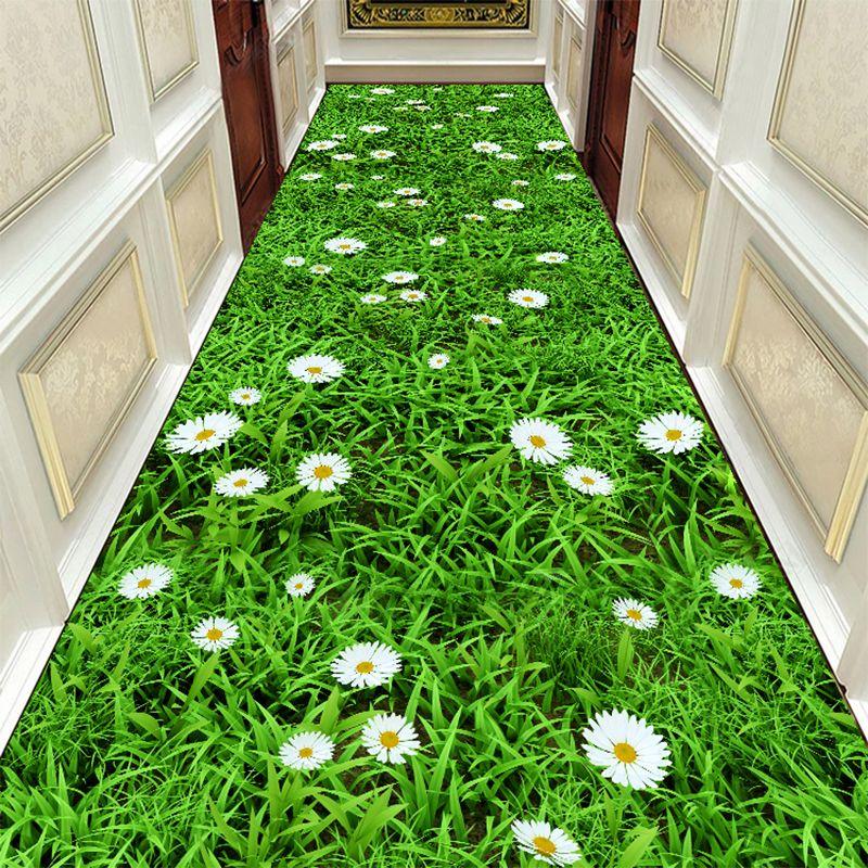 Autumn Style Long Lobby Carpet Fresh Green Grass Pattern Stairway Hallway Home Corridor Carpet Aisle Party Wedding Red Area Rugs