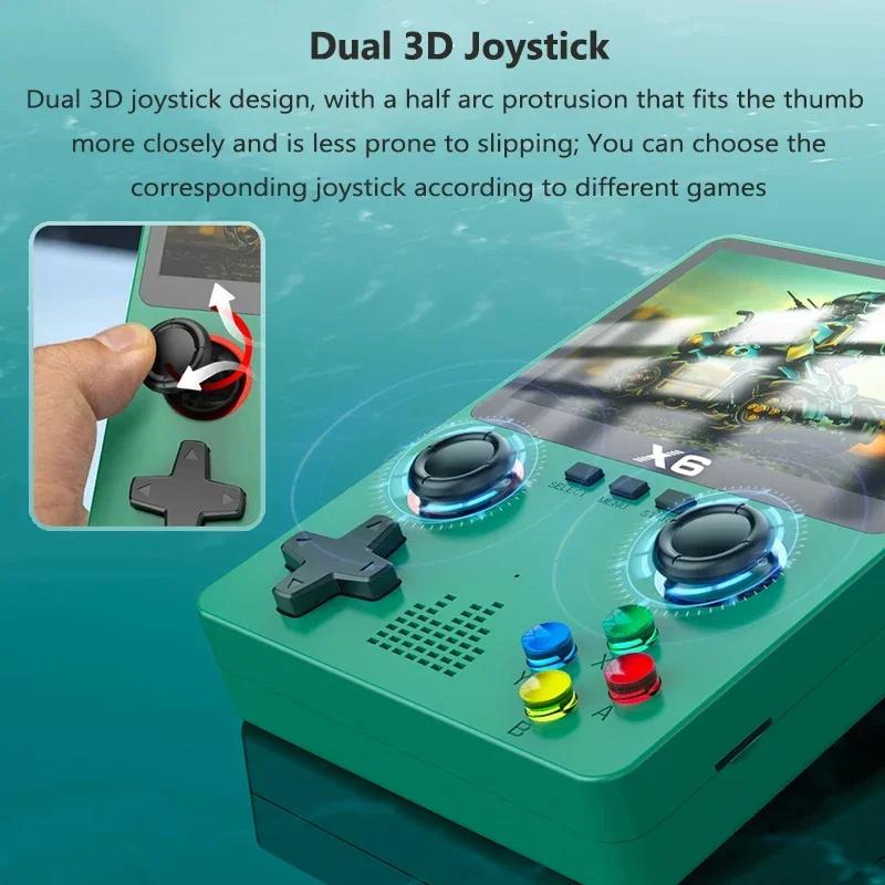 X6 3.5 Inch IPS Screen Handheld Game Console Dual Joystick 11 Simulators GBA Retro Portable Video Game Players for Kids Gifts