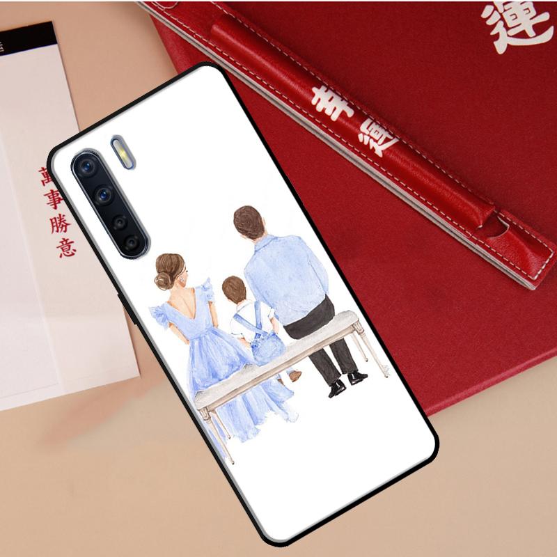 Black Brown Hair Baby Mom Girl Son Cover For OPPO A96 A76 A16 A17 A57 A77 A57s A15 A5 A9 A31 A53 A52 A72 A93 A54 A74 A94 Case