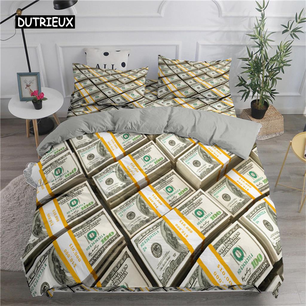 Dollar Money Duvet Cover Microfiber Dollar Bills Of United States Federal Reserve With The Portrait Of Ben Franklin Room Decor