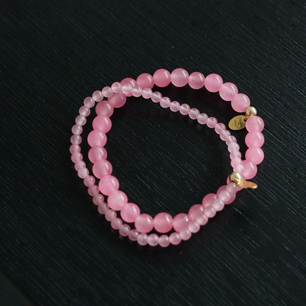

[ Silk Pouch Shopping Bag Free ] 14K Gold Pink Amethyst Raw Stone Bracelet 14k pink amethyst gemstone bracelet 6mm